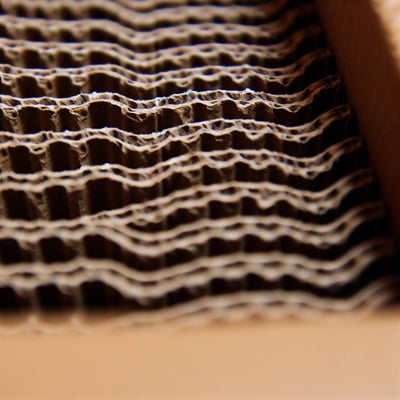 close up of corrugating in a box